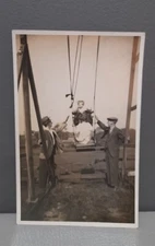 Vintage Antique Curiosity Postcard Fairground Boat Swing UK Decor History Fun