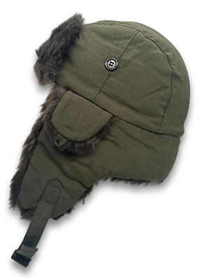 帽子 DESCENDANT / CETUS TRAPPER 5PANEL GREEN Olive Green Aviator Soft Faux Fur Ear Flap Hat Winter Ski Trooper