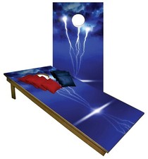 LIGHTNING STORM Cornhole Boards BEANBAG TOSS GAME w Bags Force of Thunder