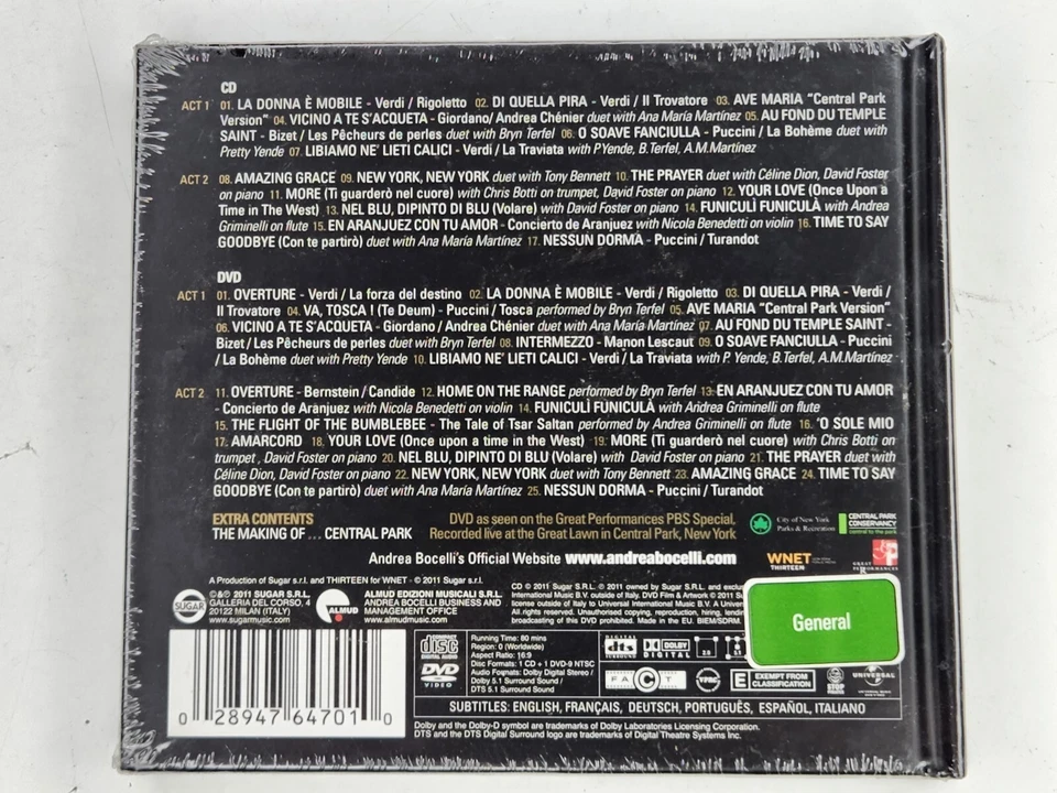Andrea Bocelli – Concerto: One Night In Central Park CD & DVD New And Sealed - Image 2 of 2