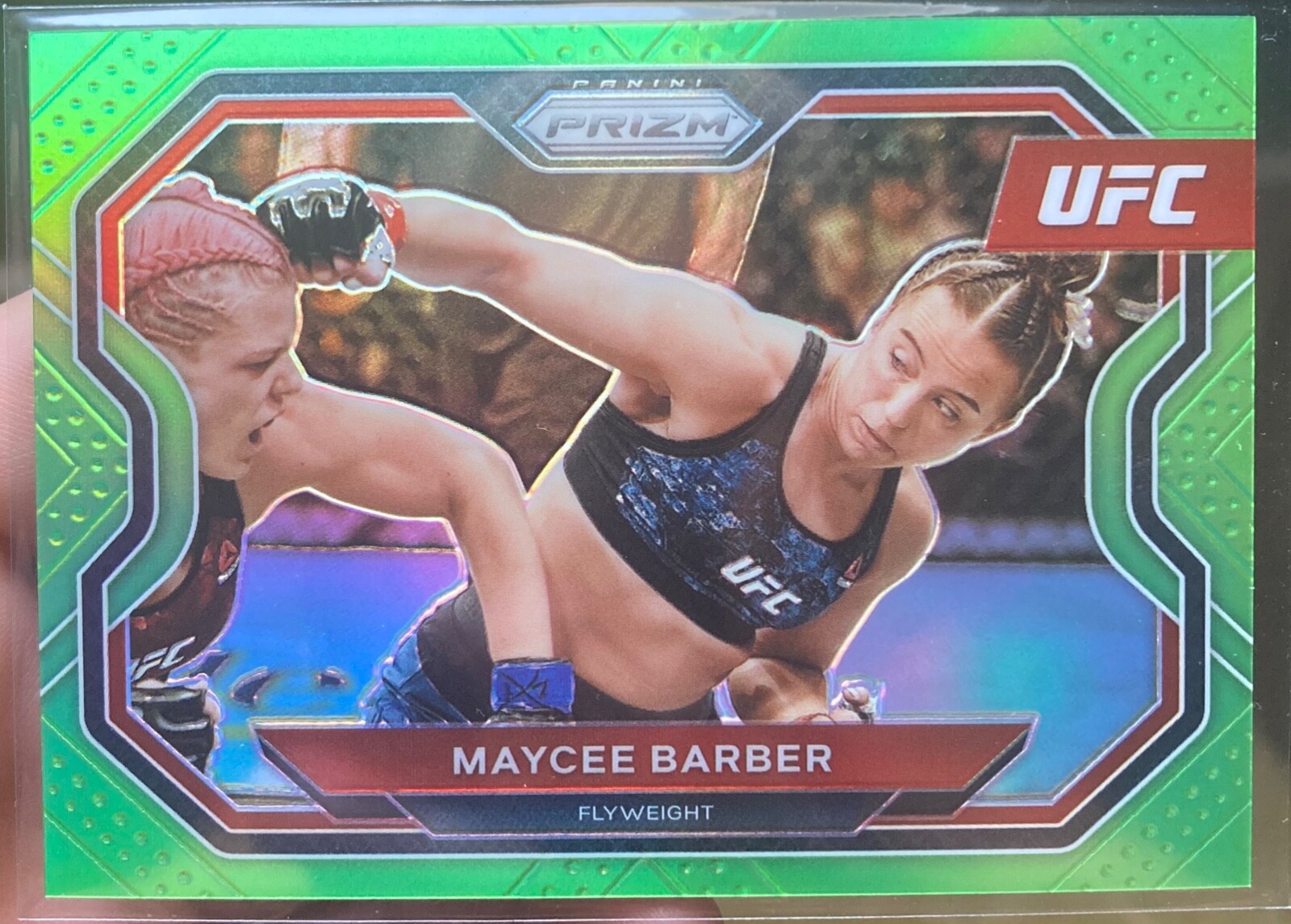 2021 Panini Prizm UFC Maycee Barber Neon Green Prizm #163 13/75 MINT!!