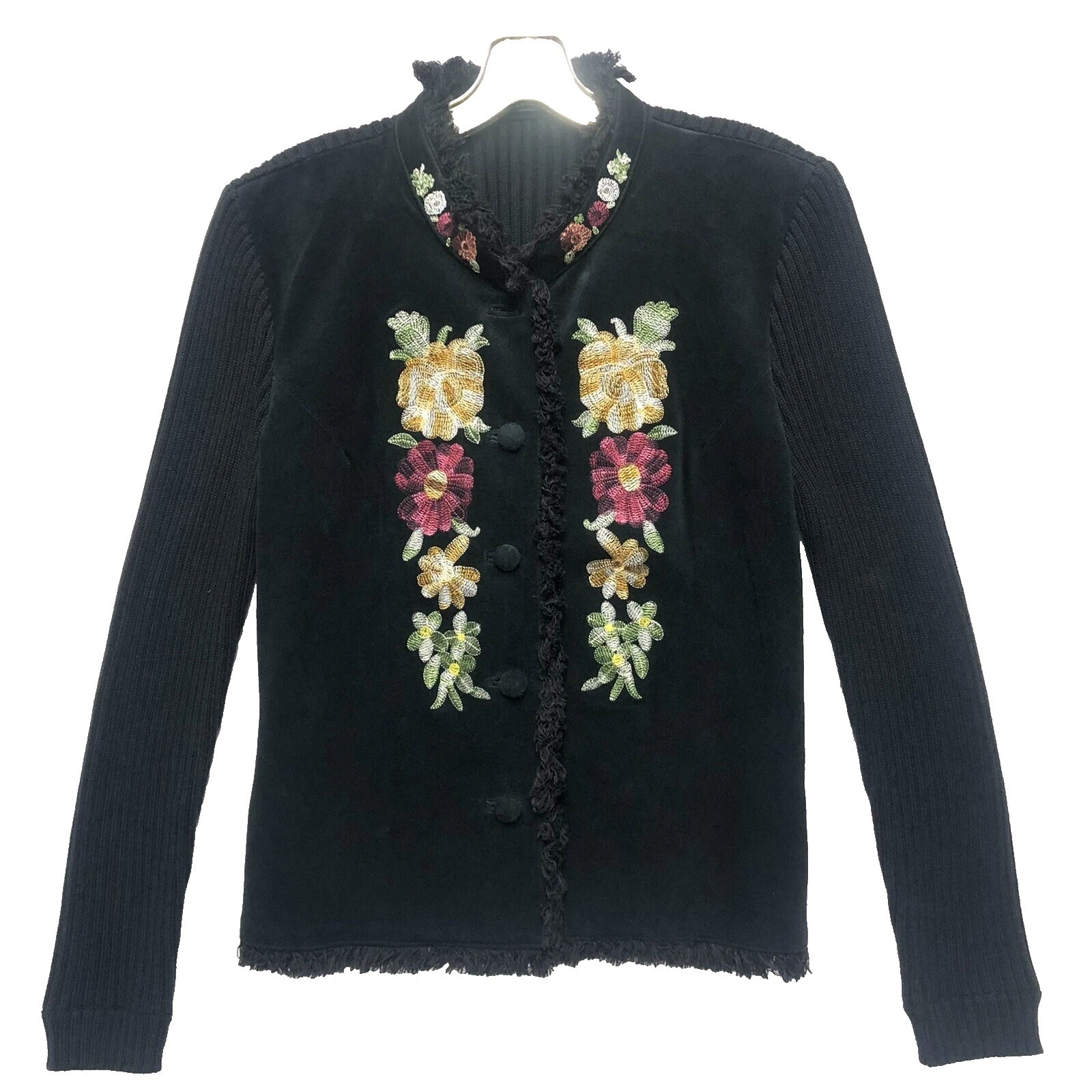 Suéteres femininos Florais cardigã de Camurça