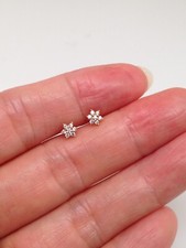 925 Sterling Silver Dainty Gold Flower Stud Earrings Mini CZ Studs 4mm