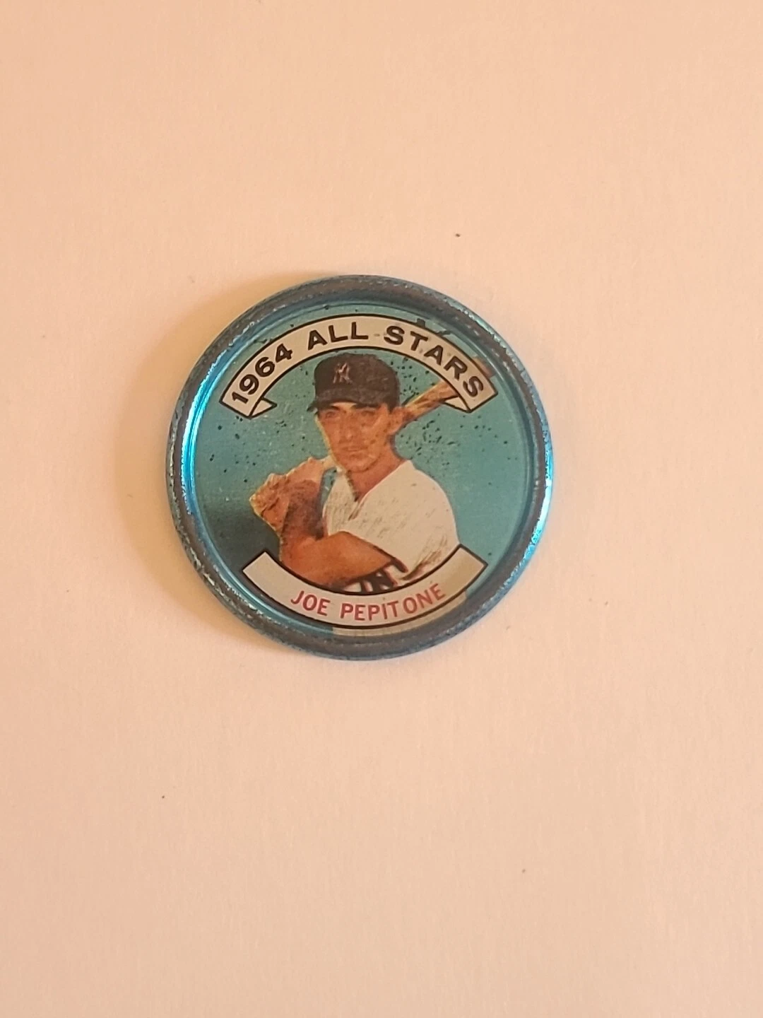 1964 TOPPS BASEBALL ALL STARS COIN JOE PEPITONE (YANKEES) #121 VG - SCRATCHES