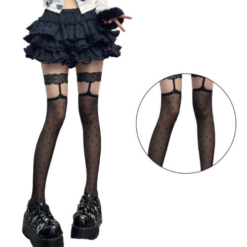 Lace Top Thigh Highs Socks for Women Long Boot Stockings Over The Knee Socks - Photo 1/12