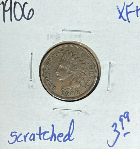 1906 INDIAN HEAD CENT ~ XF+ ~ SCRATCHED ~NICE COIN~ REF# D/D