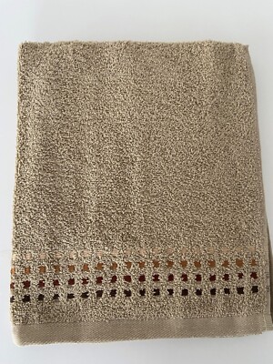 2 x 100 % Baumwolle Gästetücher in beige mit braunem Farbton Stich Design 30 cm x 50 cm