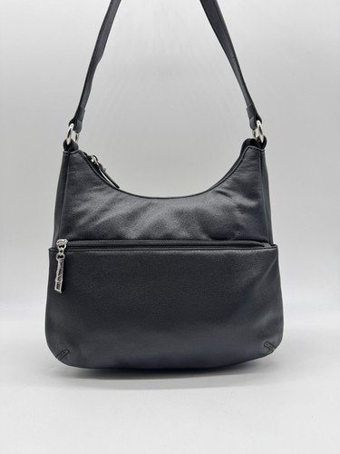 GIANI BERNINI Nappa Classic Leder Damen Hobo Schultertasche - SCHWARZ (ohne Anhänger)