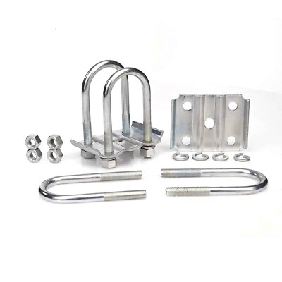 U-Bolt kit Trailer Round 2-3/8'' x 5-1/2'' x 1/2'' w Axle Plates & Nuts 3500 lb Zin