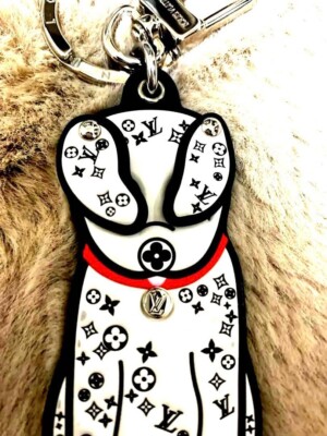 Louis Vuitton Dalmatian Motif Keychain Key Ring Bag Charm White