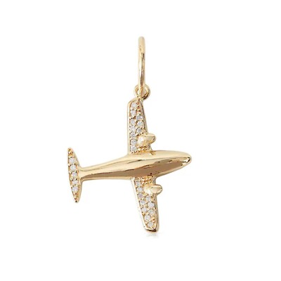 Delicata collana a forma di aeroplano, oro vermeil, argento sterling 925 - Italia