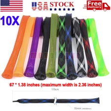 10PCS Fishing Rod Sleeve Sock Cover Braided Mesh Protector Pole Fishing Tool