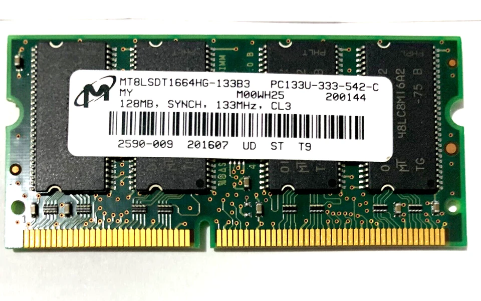 256MB  (2 X 128MB)  128MB MICRON  SO-DIMM SODIMM PC133 SYNCH  Laptop Memory Kit - Image 2 of 4