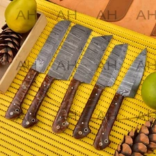 Custom Handmade HAND FORGED DAMASCUS STEEL CHEF KNIFE Set Kitchen Knives AH-2389