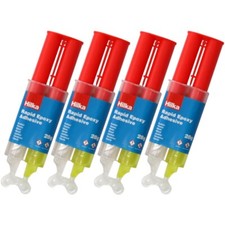 4 PACK Hilka 2 Part Epoxy Syringe Quick Setting Adhesive Glue Plastic Metal Wood