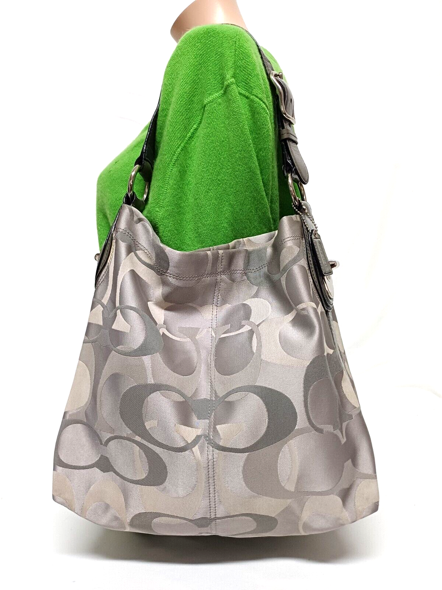 COACH SIGNATURE OPTIC PENELOPE GRAY JACQUARD HOBO SHOULDER HANDBAG