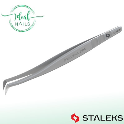 Wimpernverlängerungs-Pinzette STALEKS EXPERT TE-44/12, geriffelte Spitzen 65°