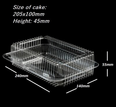 10-300 KUNSTSTOFF EINWEG KLARSICHT BOXEN FÜR LEBENSMITTEL KUCHEN BOX GRÖSSE 205x100x45mm K40