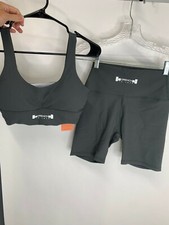 Drench to Inch Womens M 2 Piece Gym Workout Set Sports Bra Compression Shorts