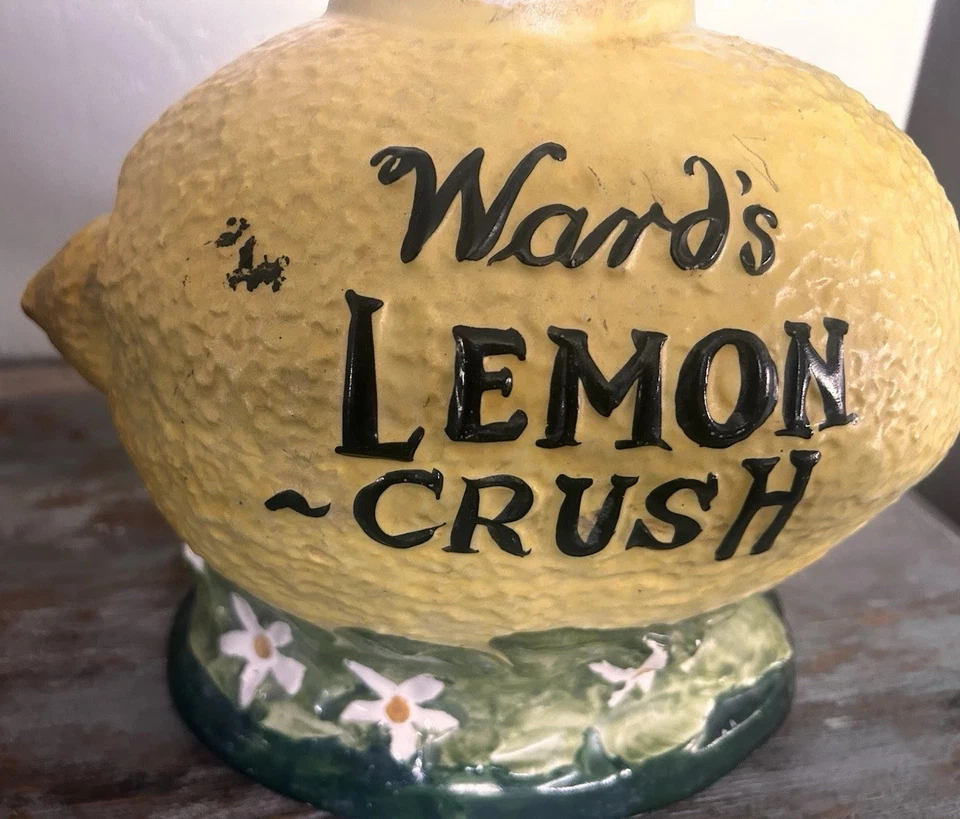 Rare Antique Ward's Lemon Crush Ceramic Syrup Dispenser 1920's - Image 2 of 4