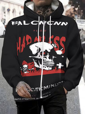 Red Harmless Skull Punk Style 3D Print Hoodie Zip