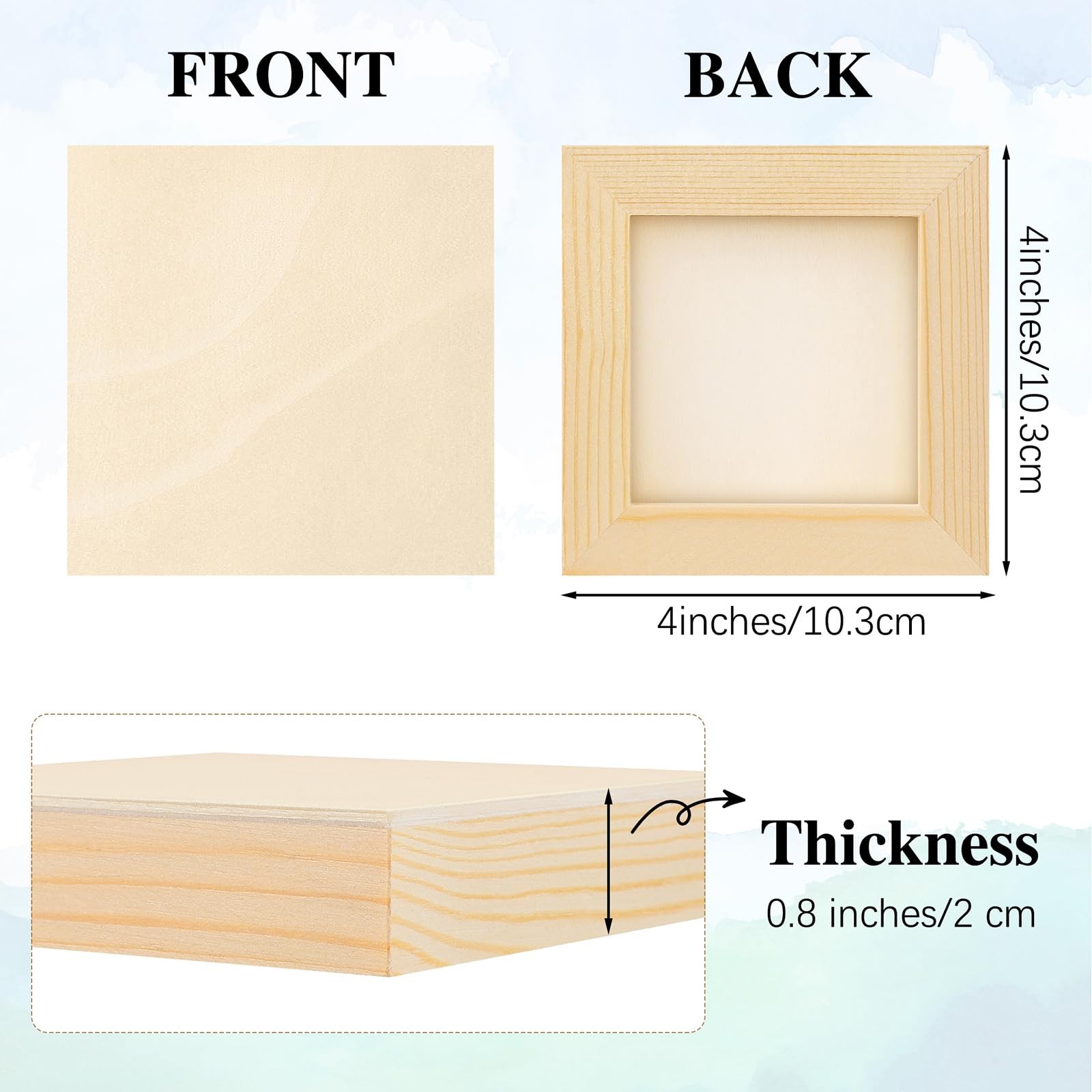 Aodaer 16 Pack Wood Panels 4 x 4 Inch Wooden Panels Canvas Unfinished Craft ...