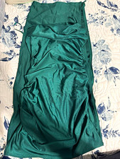 Windsor Green Satin Ruched Off Shoulder Maxi Bodycon Dress Women’s S