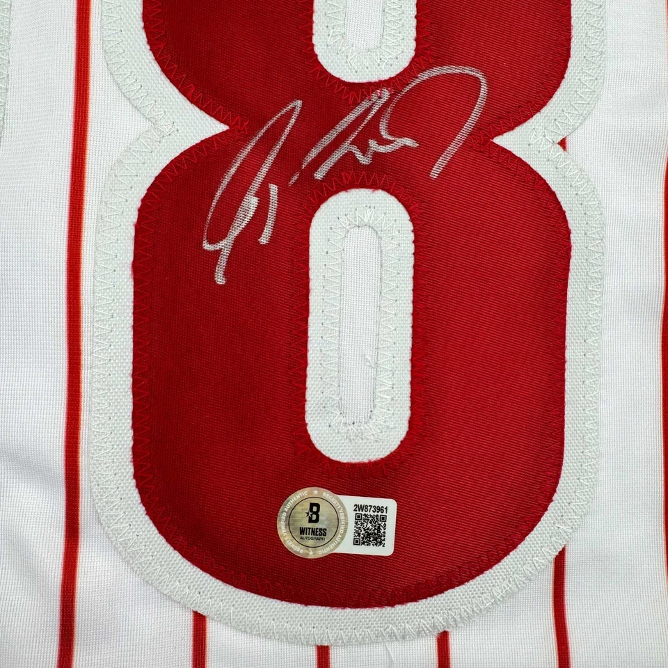 Camiseta a rayas autografiada/firmada de Jayson Werth Philadelphia Beckett certificado de autenticidad BAS Foto 3 de 4