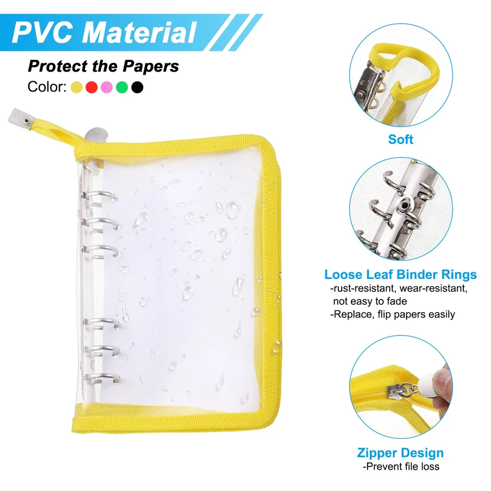 Soft PVC A7 Bling Clear Binder Cover with Zipper, Black - Image 3 of 4