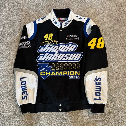 JH Design NASCAR Jimmie Johnson 2016 7-Time Champion Racing Jacket Mens L Black - product listing photo