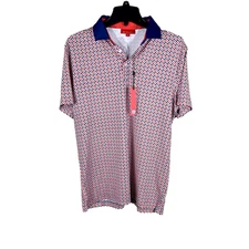 NWT Redvanly Polo Shirt Mens Sz. XL Mazarine Blue Cowley PUREpoly Geometric Golf