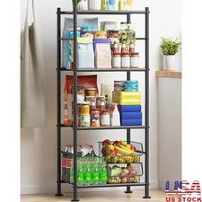4 Tier Organizer Shelf Sturdy Metal Garage Shelving w/Adjustable Leveling Feet