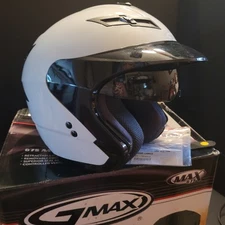 GMAX 67S Sol DOT Motorcycle Helmet Pearl White Retractable Sun Shield Small NEW