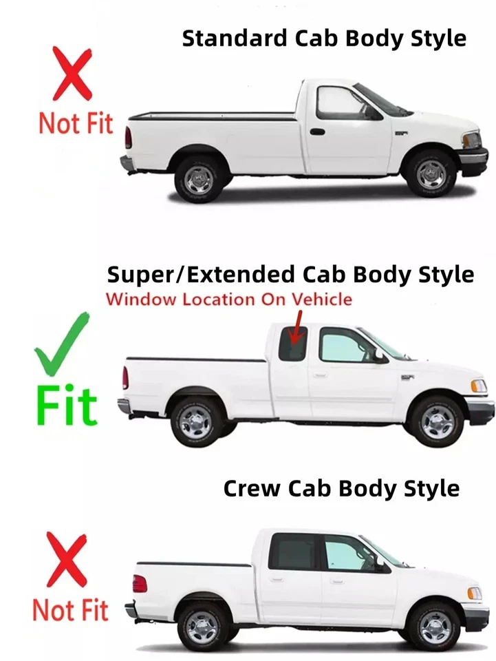 for 97-03 Ford F150 97-99 F250LD Passenger Right Quarter Rear Door Window Glass - Image 3 of 3