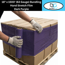 8 Rolls 18" x 1500' 63 Gauge Cast Narrow Stretch Wrap Dark Purple Shrink Film