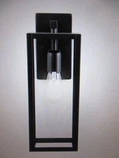 Globe Hurley 16 in. 1-Light Modern Black Hardwired Outdoor Wall Light - 44833