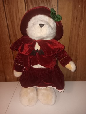 The Cherish Collection Nova Plush Caroling Bear 16'' with Red Christmas Outfit