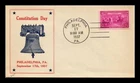 DR JIM STAMPS US COVER CONSTITUTION SESQUICENTENNIAL FDC SCOTT 798 PHILADELPHIA