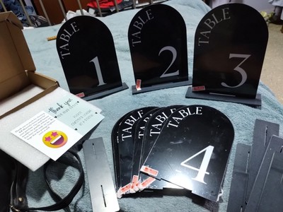 Black Arch Acrylic Table Numbers for Wedding Reception - 10 Pack 5'' x 7'' Whit...