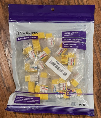 25 pack VCE VCELink RJ45 Keystone Jack Yellow New CAT6 Ethernet Wall Plate