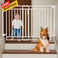 Grownsy Baby Gate for Stairs- No Bottom Adjustable Width 29.8"-43.5", White