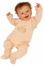 Baby Anzug Strampler Langarmshirt für Neugeborene Erstlingsset in beige