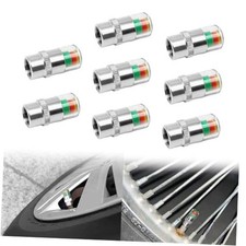 8PCS Universal 32PSI Car Tire Pressure Monitor Valve Stem Caps, Stainless 8Pcs
