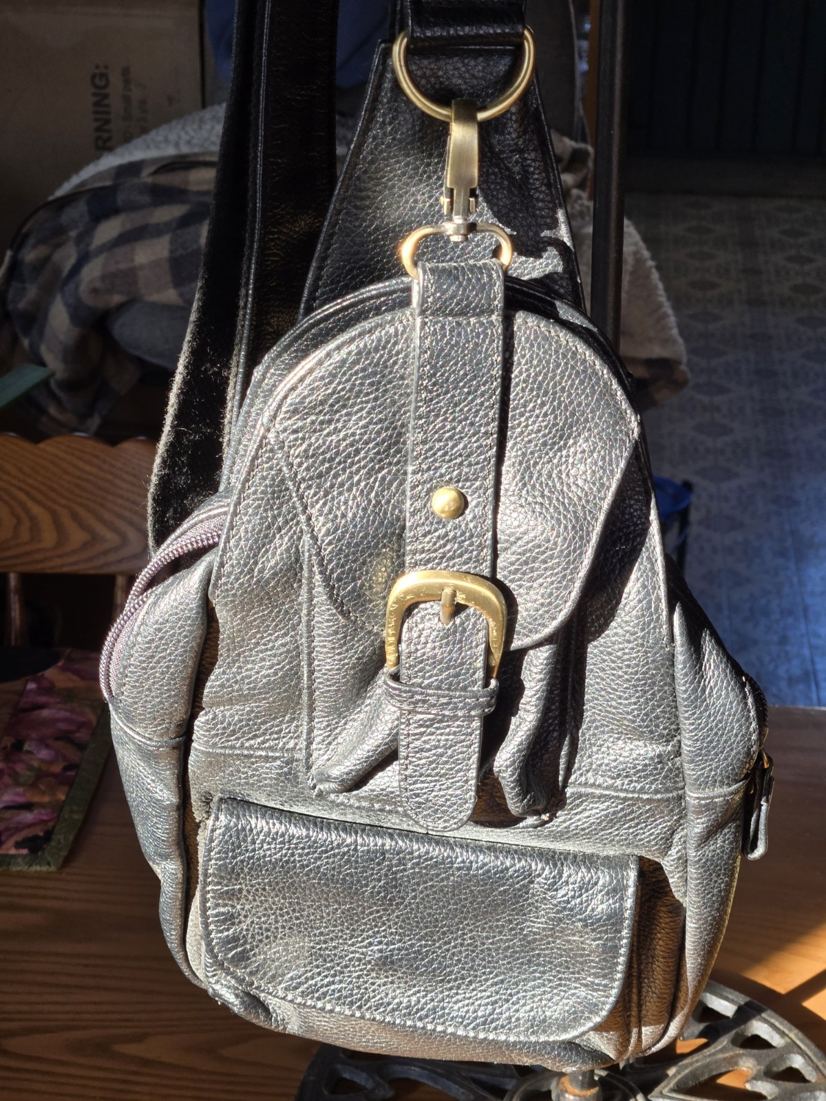 Ameri Leather Black Sling Bag Adjustable Strap - image 5