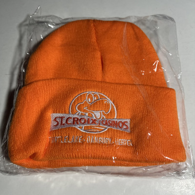 St Croix Casinos Orange Hunting Cap 100% Acrylic Turtle Lake Hurtel Danbury NIP