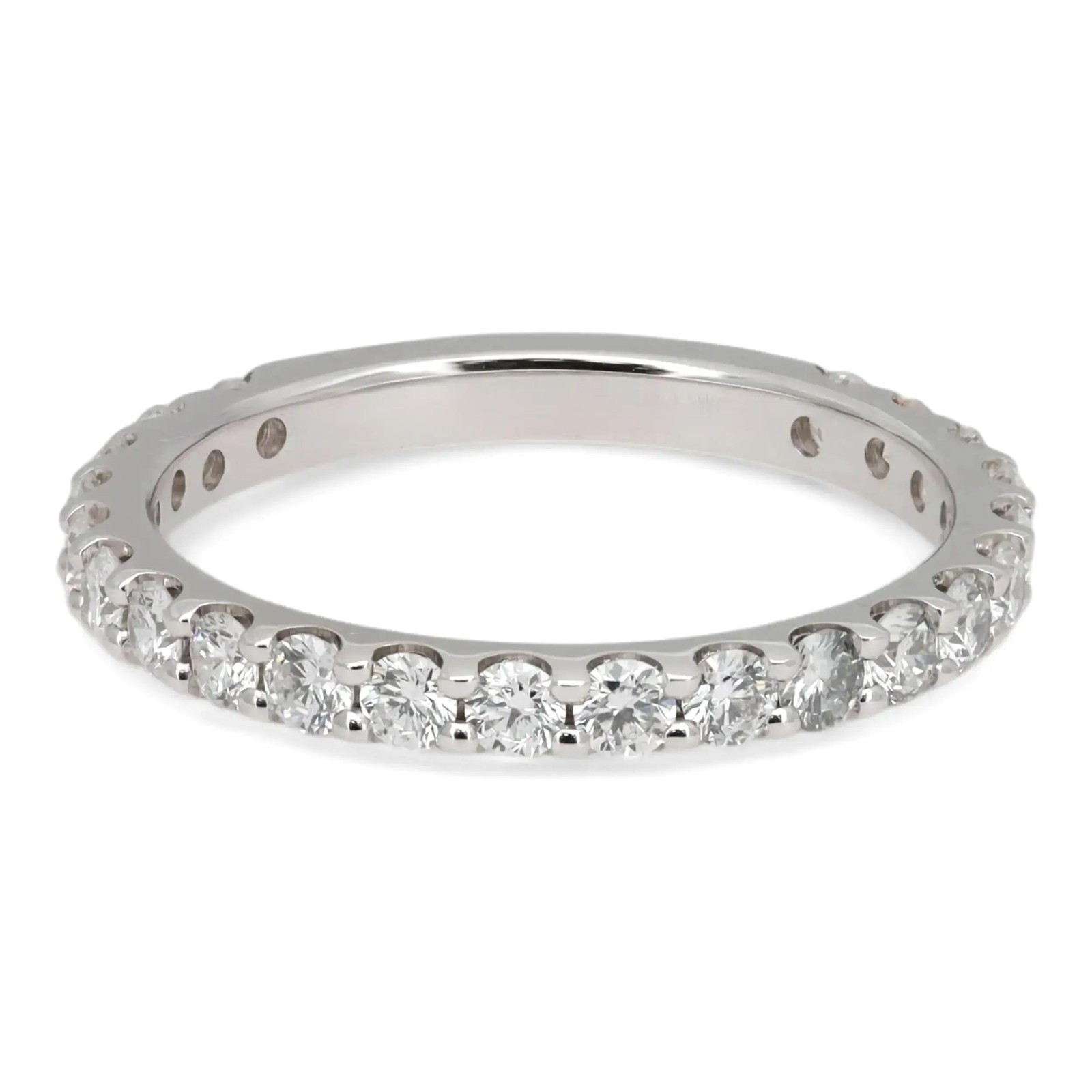 Round Cut Natural Diamond Eternity Band Ring 14K White Gold 0.75Ctw