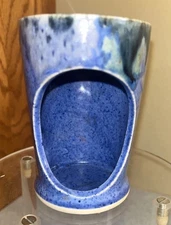 Hand Made Drip Glaze Pottery Votive Holder Blue, wax melt holder, 4"T, 2 7/8"D