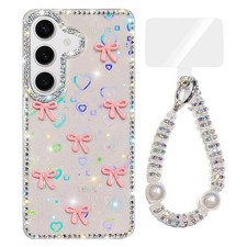 Transparente Hülle mit IMD Glitzer Schleife für Samsung Galaxy S24+ 5G und