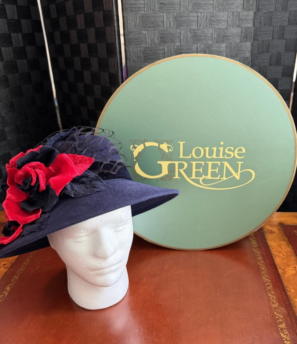 Louise Green Wide Brim Hat Black‎ Floral Embroidered Boho Wool Felt Round Crown Louise Green Wide Brim Hat Black Floral Embroidered Boho  main image 3