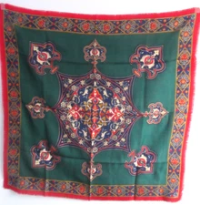 Vintage Oscar De La Renta Japan Accessory Street 100% Wool Paisley Raw Hem Scarf